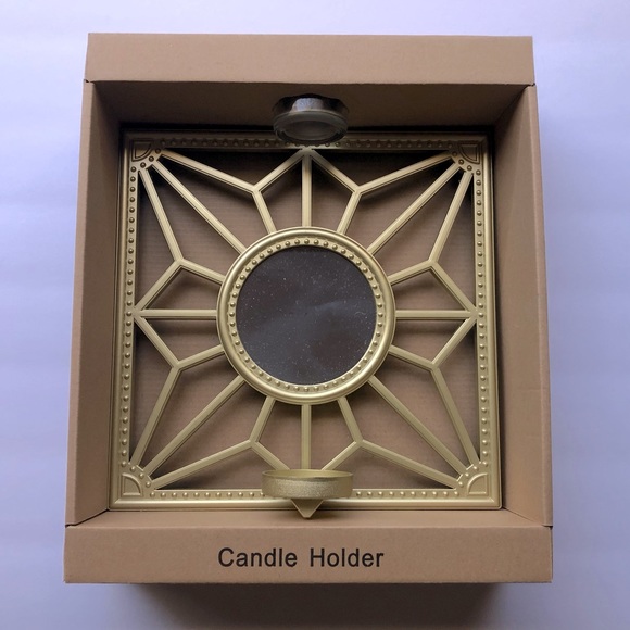 Decorative Candle Holder Home Decor Mirror Design Gold Bronze NEW in the Box - Picture 1 of 3
